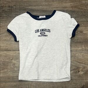 Rue21 Light Gray Tee with Navy Trim